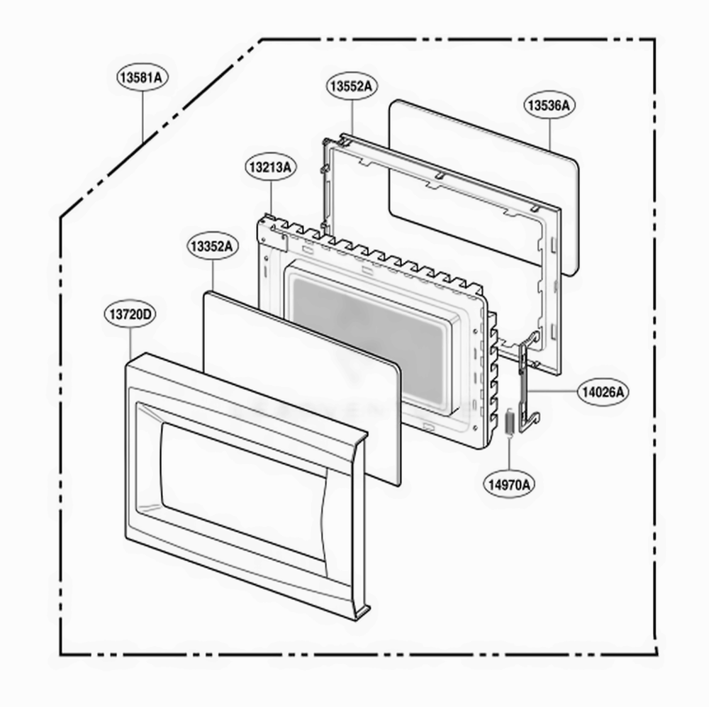 Door Parts Diagram and Parts List for MA7542W01 CW1EGSE LG Range