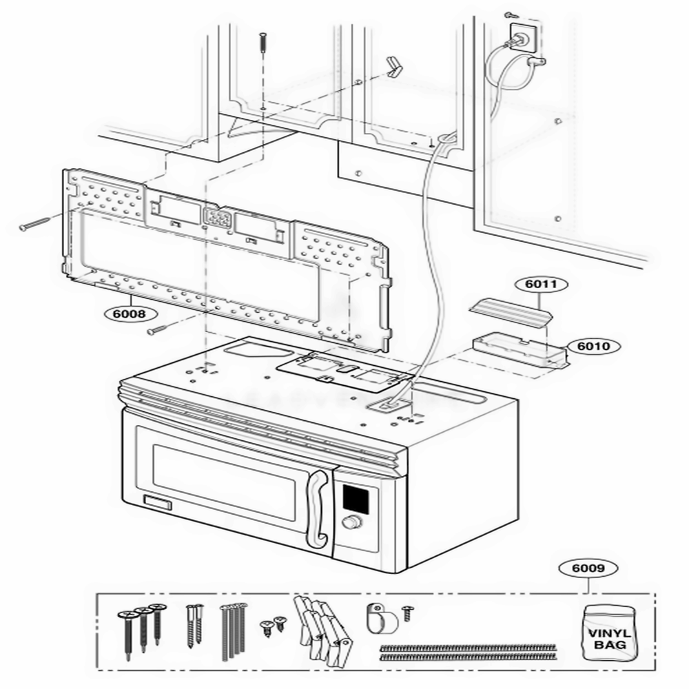 Installation Parts Diagram and Parts List for 80802 AW1ESEA LG Wall Oven