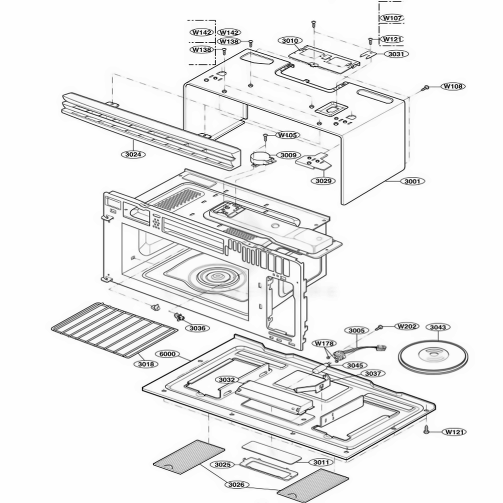 Oven Cavity Parts Diagram and Parts List for MMV5207ACB ABKEMTC LG Range