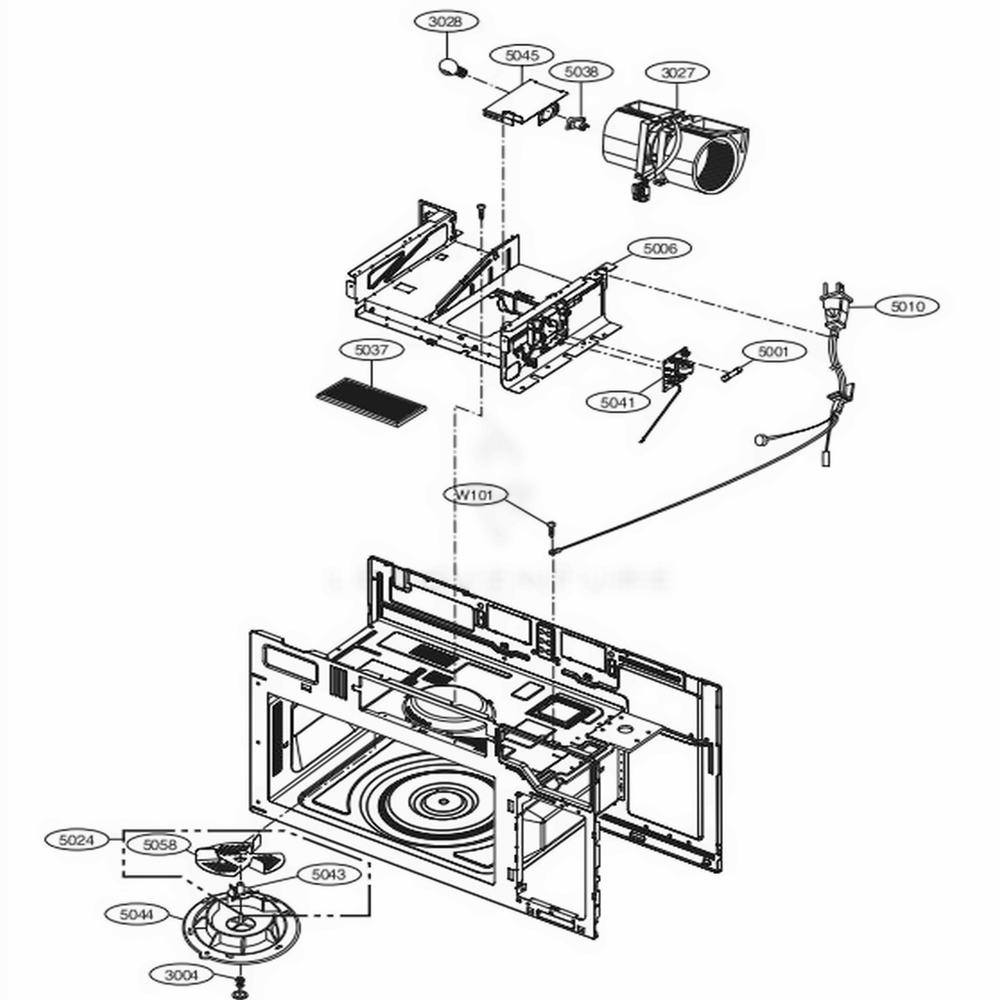 Interior Parts 2 Diagram and Parts List for LMV1765ST CS2ELNA LG Range