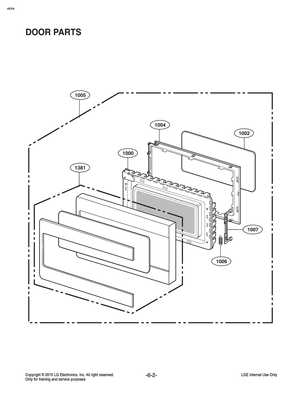 Door Parts Diagram and Parts List for MS2040FRSE CSBESTD LG Microwave