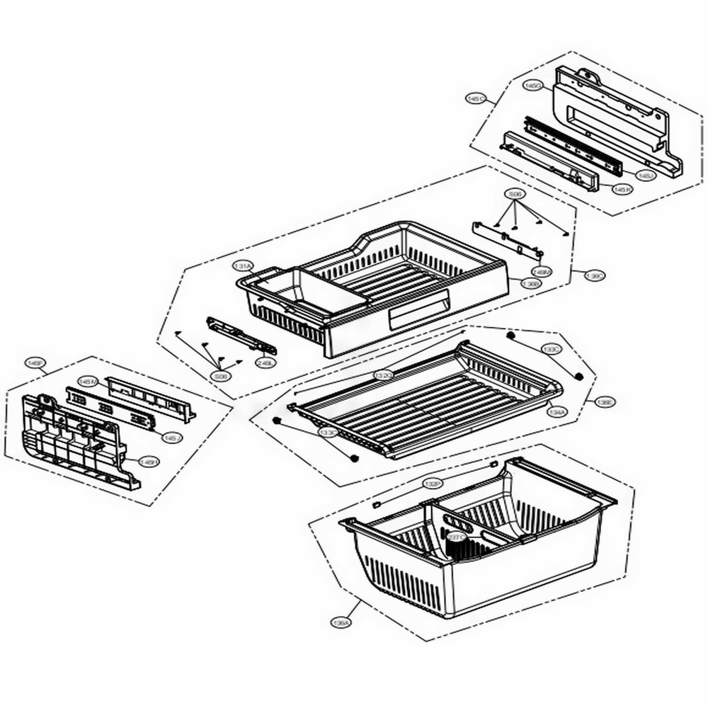 Freezer Parts Diagram and Parts List for LSFXC2476D ASBCNA0 LG Refrigerator