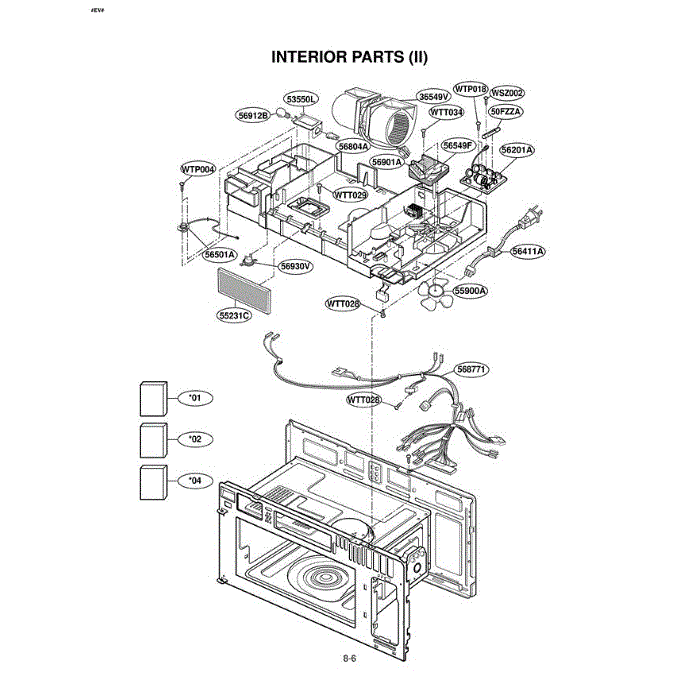 Section 2 Diagram and Parts List for LMV1915NVB ABKELGA LG Microwave Oven Combo