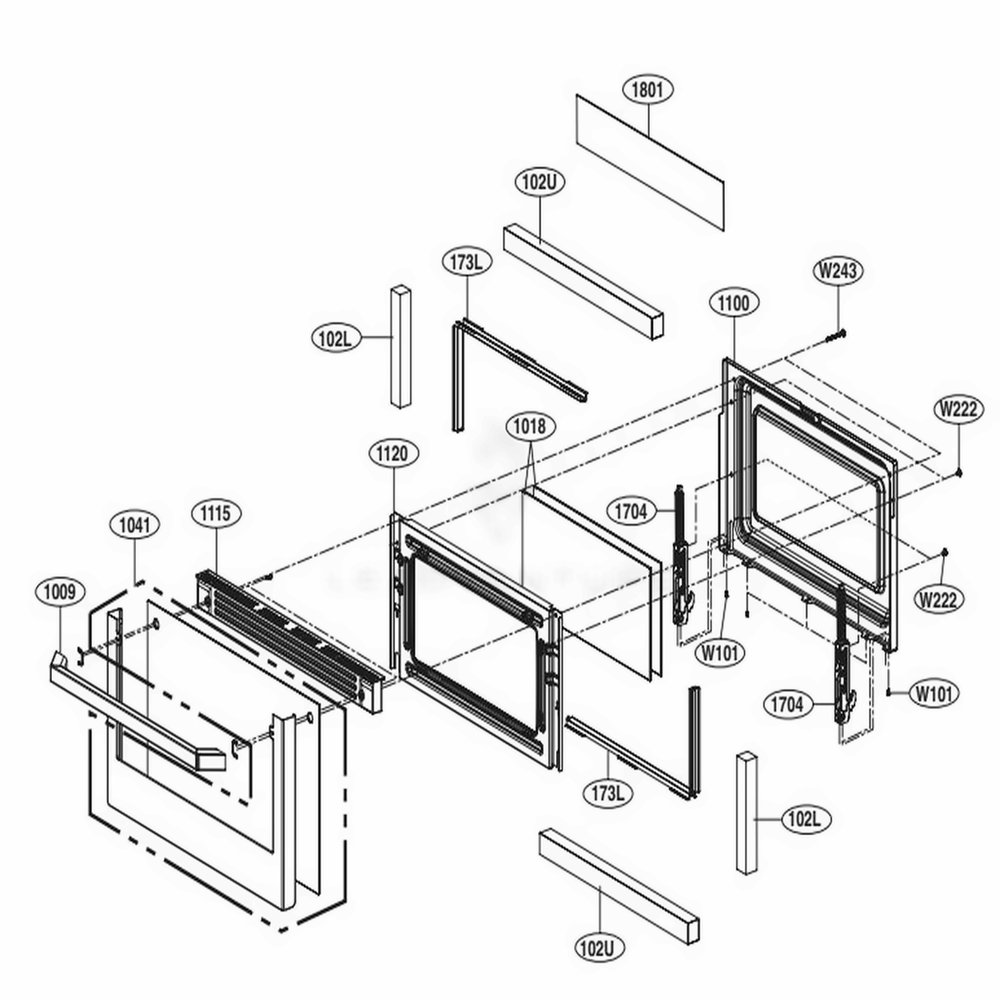 Lower Door Parts Diagram and Parts List for LUTD4919SN ASTLLGA LG Range