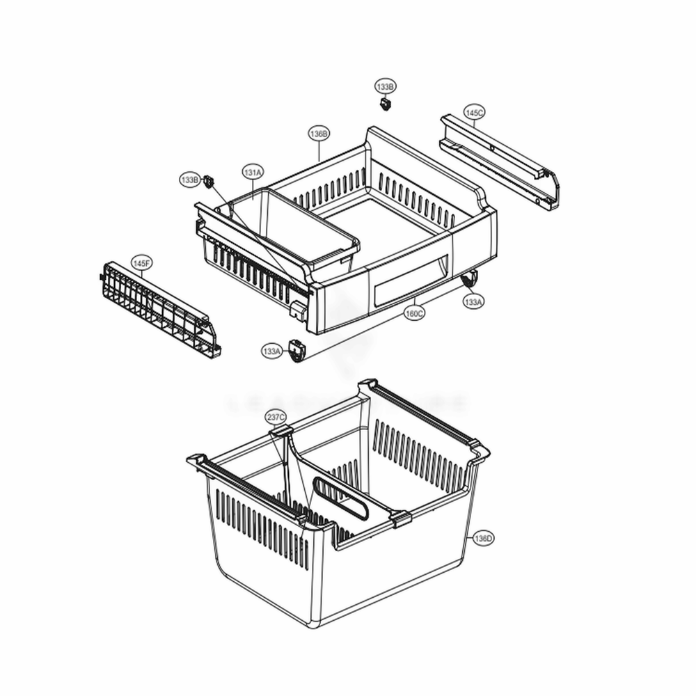 Freezer Parts Diagram and Parts List for LDCS24223P AMCCNA0 LG Refrigerator