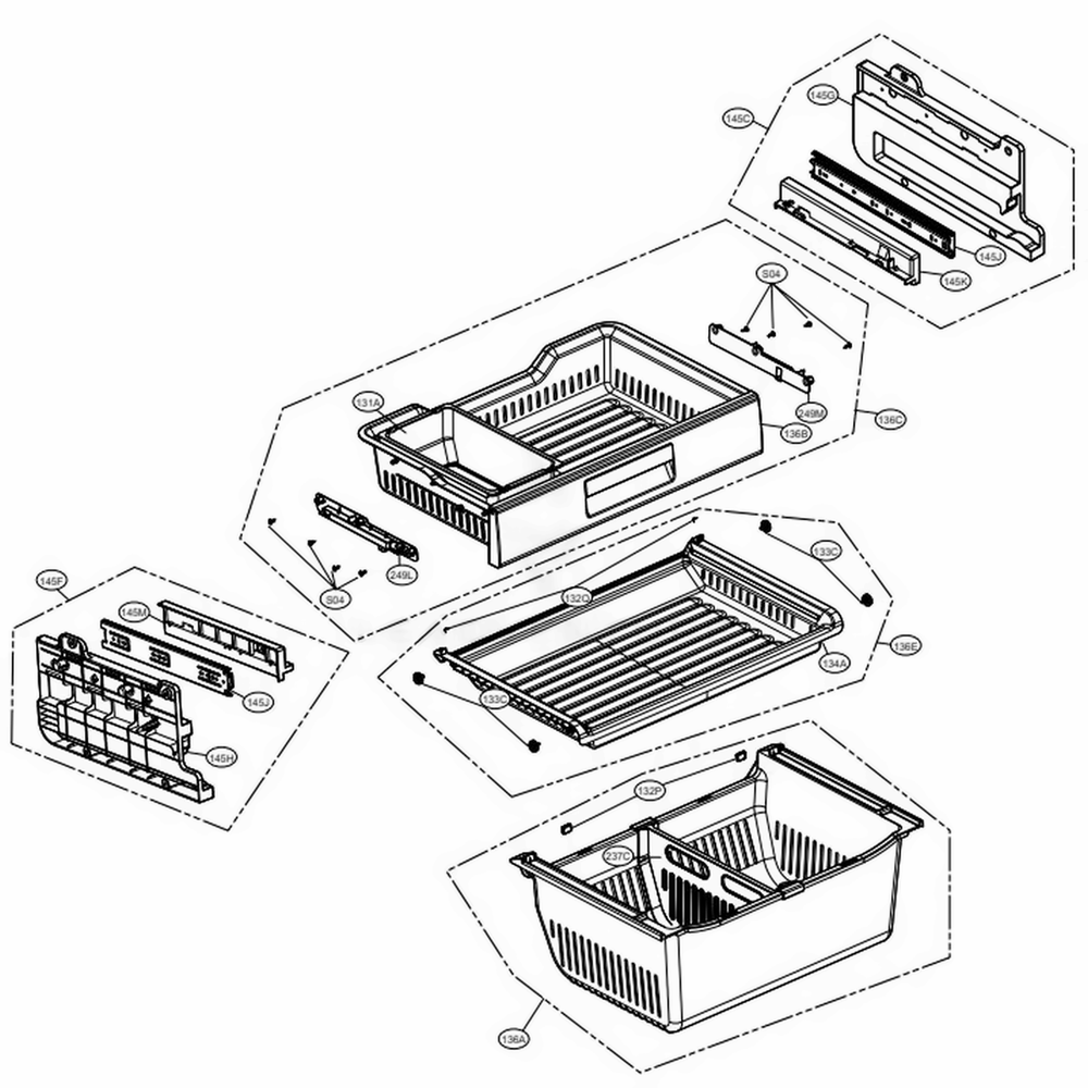 Freezer Parts Diagram and Parts List for LFX31925SW ASWCNA5 LG Refrigerator