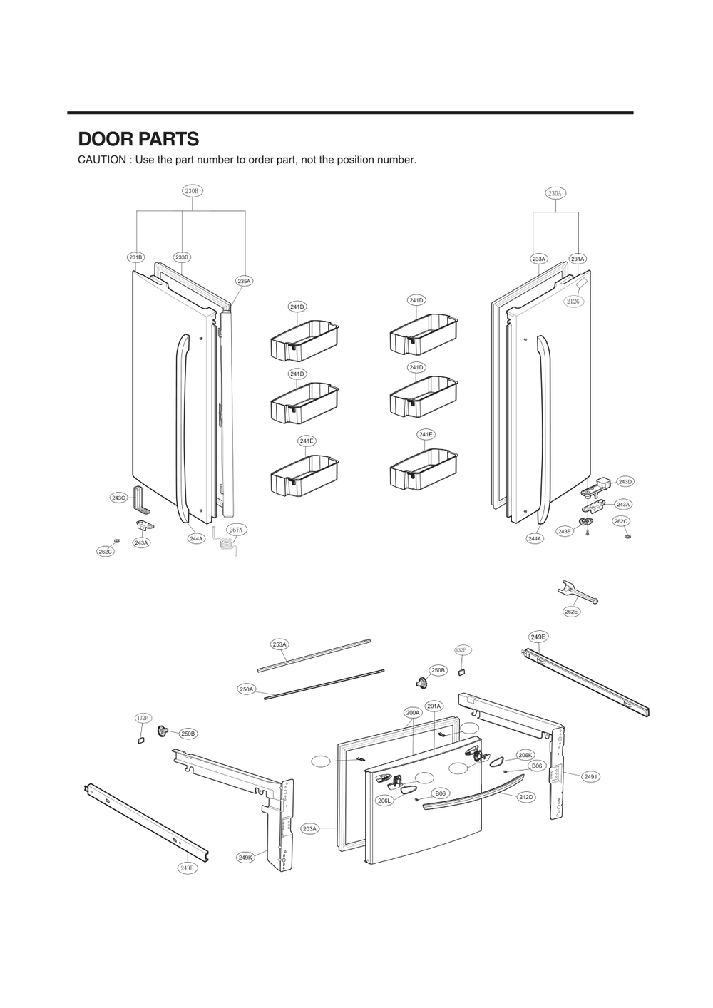 Door Parts Diagram and Parts List for GC-B288GQNP ASWCNA2 LG Refrigerator