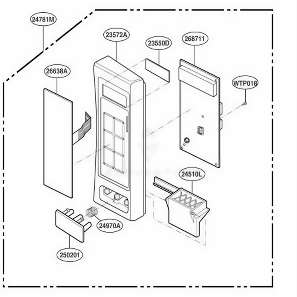 Control Panel Parts Diagram and Parts List for 89039 ABKESEC LG Range