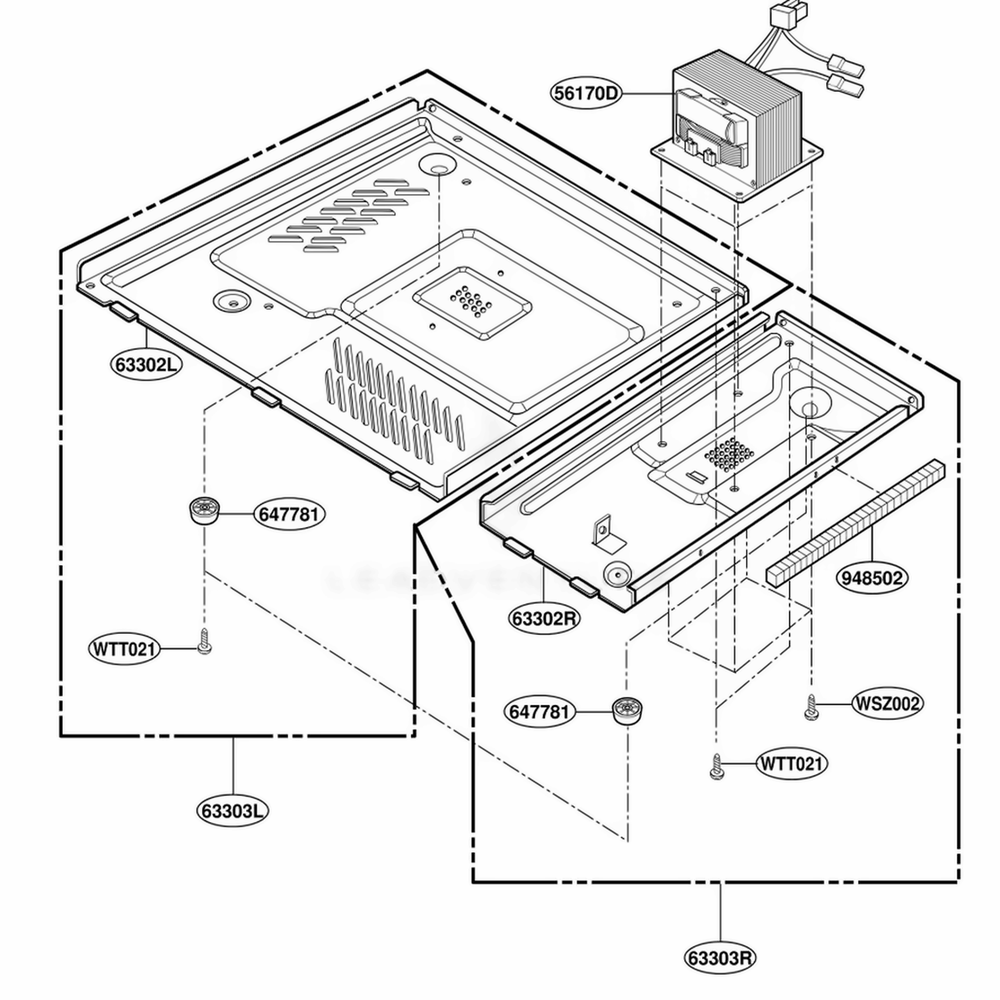Base Plate Parts Diagram and Parts List for MS144SW AB1EWRP LG Range