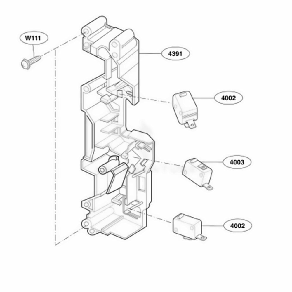 Latch Board Parts Diagram and Parts List for 63703 AS2EGES LG Range