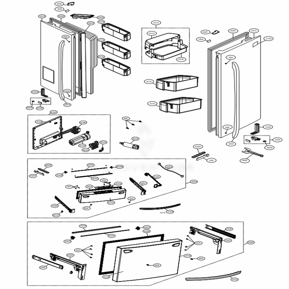 Door Parts Diagram and Parts List for 72483 ASTCSE1 LG Refrigerator