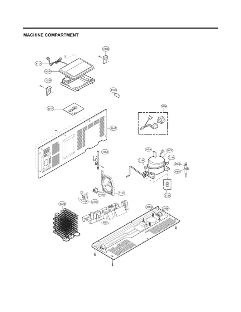 Machine Compartment Diagram and Parts List for LSXS26366S 07 LG Refrigerator