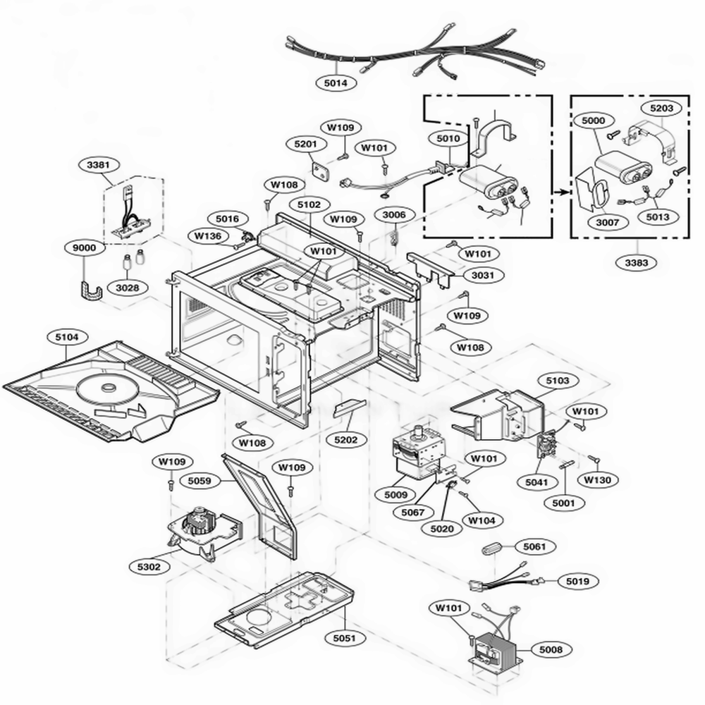 Interior Parts Diagram and Parts List for RCS511A ASTQAMA LG Range