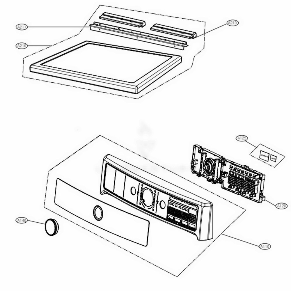 Control Panel And Plate Assembly Diagram and Parts List for 91782 ABWESEU LG Dryer