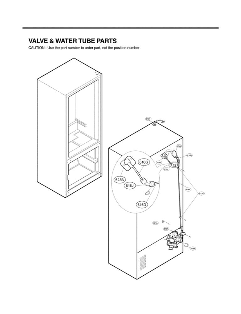 Valve And Water Parts Diagram and Parts List for LFX25974SW 04 LG Refrigerator