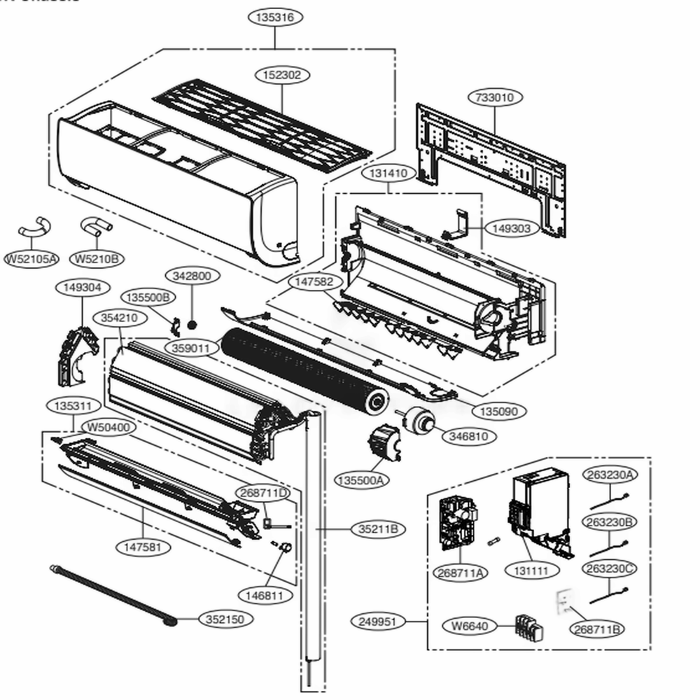 Sk Chassis Diagram and Parts List for ARNU183SKA4 AMBBLUS LG Air Conditioner