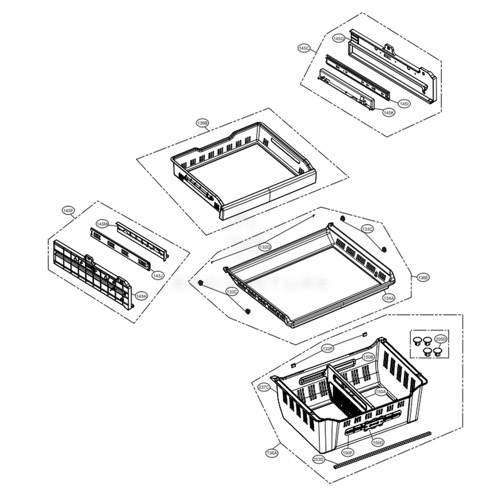Freezer Parts Diagram and Parts List for LMXC23746S ASTCNA2 LG Refrigerator