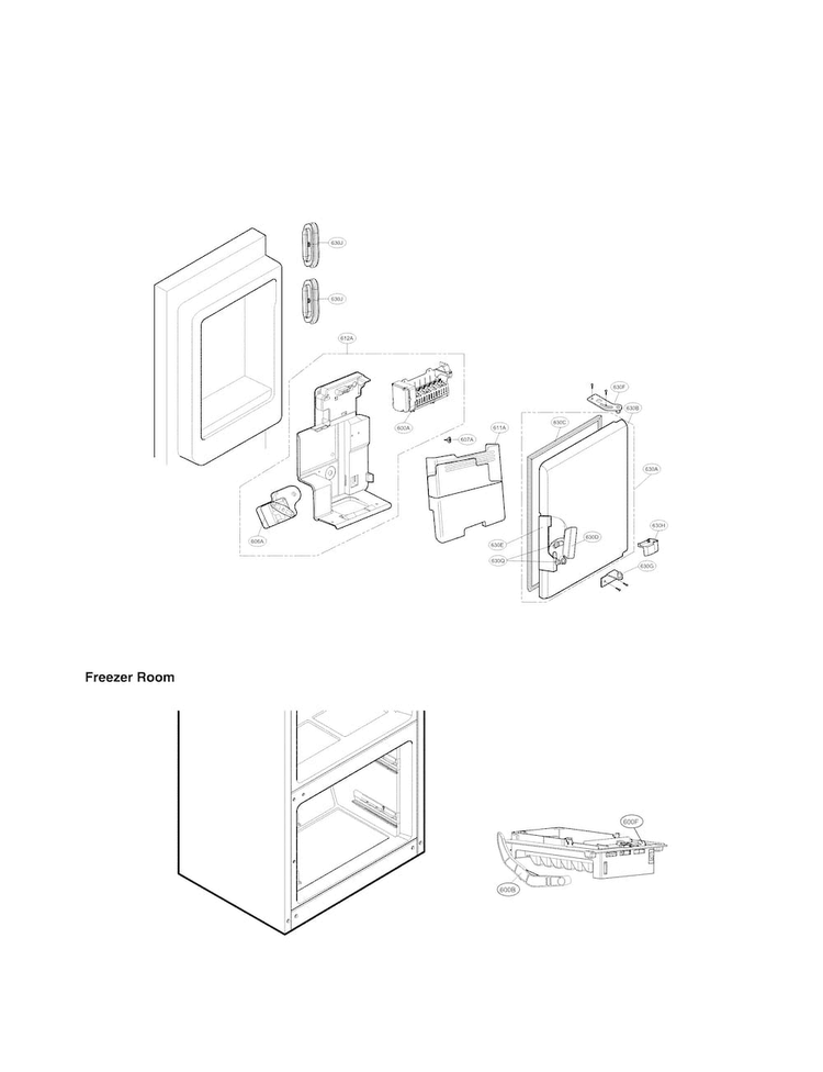 Ice Maker Parts Diagram and Parts List for LFXS29766S 00 LG Refrigerator