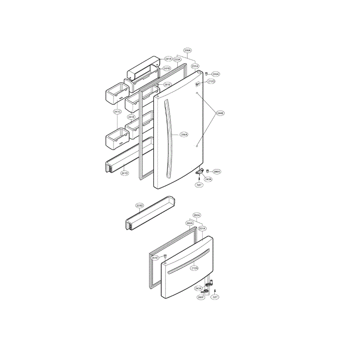 Doors Diagram and Parts List for LBC22520ST 00 LG Refrigerator
