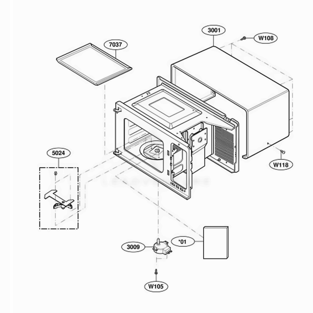 Oven Cavity Parts Diagram and Parts List for LD510P AGRQAMA LG Wall Oven