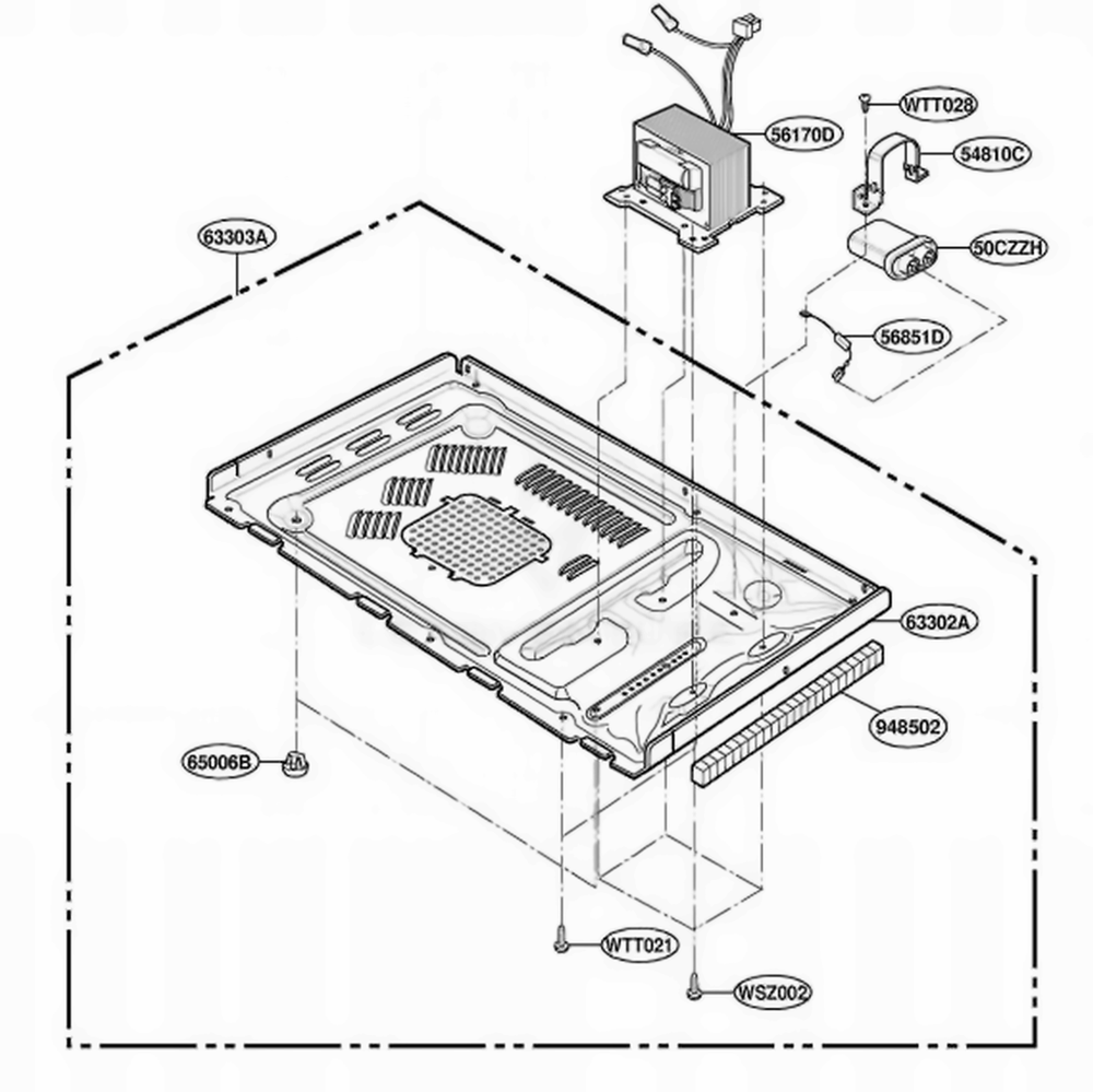 Base Plate Parts Diagram and Parts List for MA7511W CW2EGSE LG Microwave