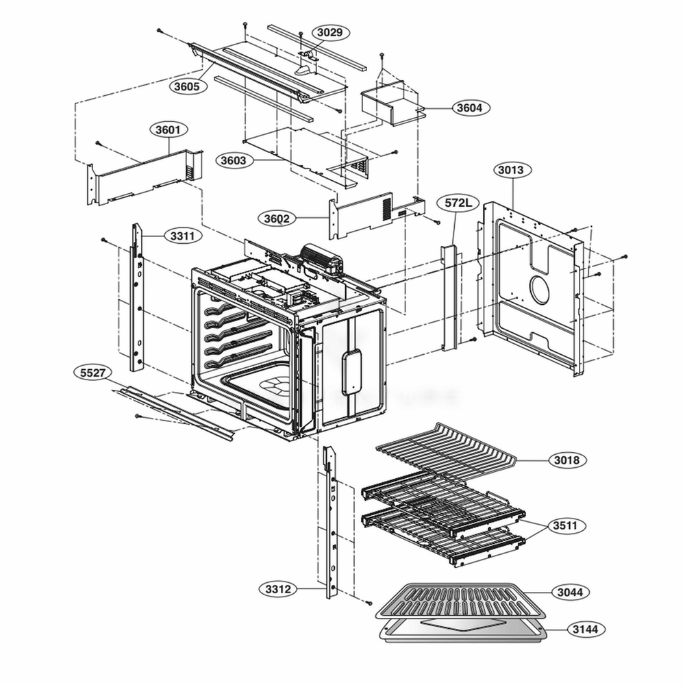 Assembly Diagram and Parts List for UPWS3044ST AS1LSGN LG Wall Oven