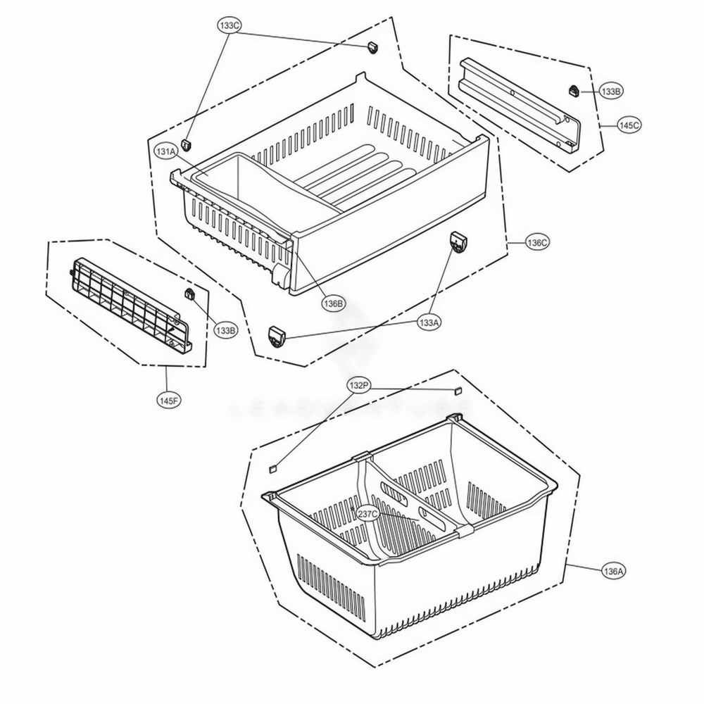 Freezer Parts Diagram and Parts List for LFXS28596M AMTCNA0 LG Refrigerator