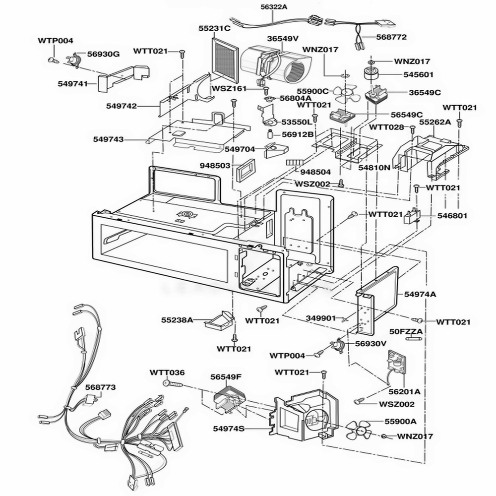 Interior Parts 2 Diagram and Parts List for ACO1180AC ABSEAMA LG Range