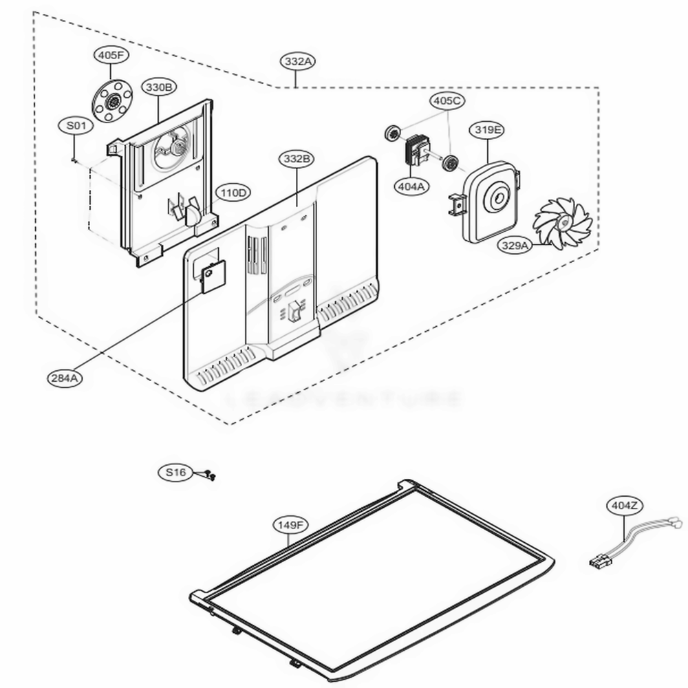 Freezer Parts Diagram and Parts List for LTCS24223W ASWCNA1 LG Refrigerator