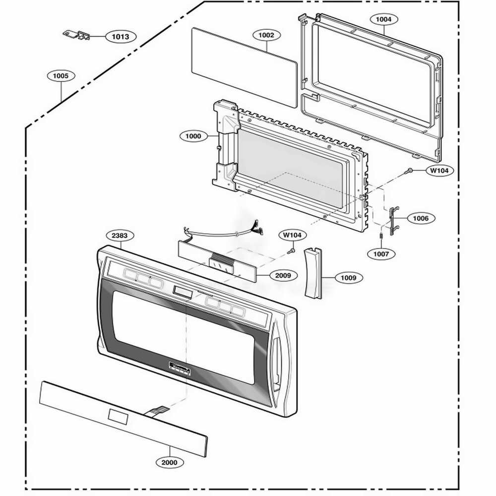 Door Parts Diagram and Parts List for 62365 ASLESEA LG Range