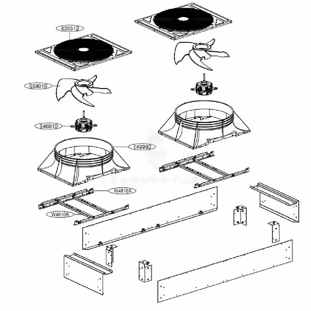 Fan Assembly Diagram and Parts List for ACAH020HDTB AAAAAAU LG Air Conditioner