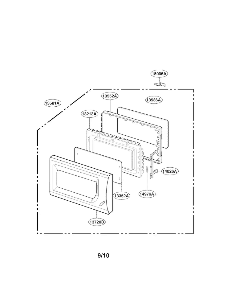 Door Parts Diagram and Parts List for MA-1011W01  LG Microwave