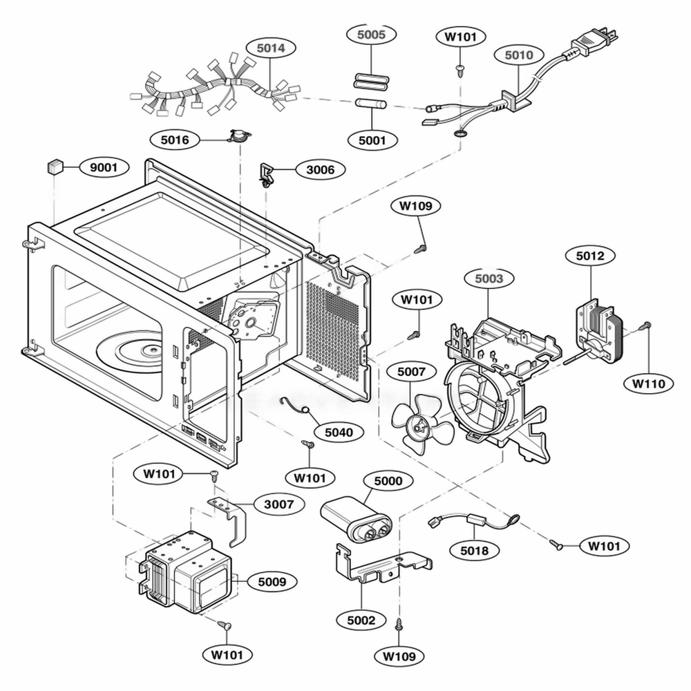 Interior Parts 1 Diagram and Parts List for 63352 CWHESEA LG Range