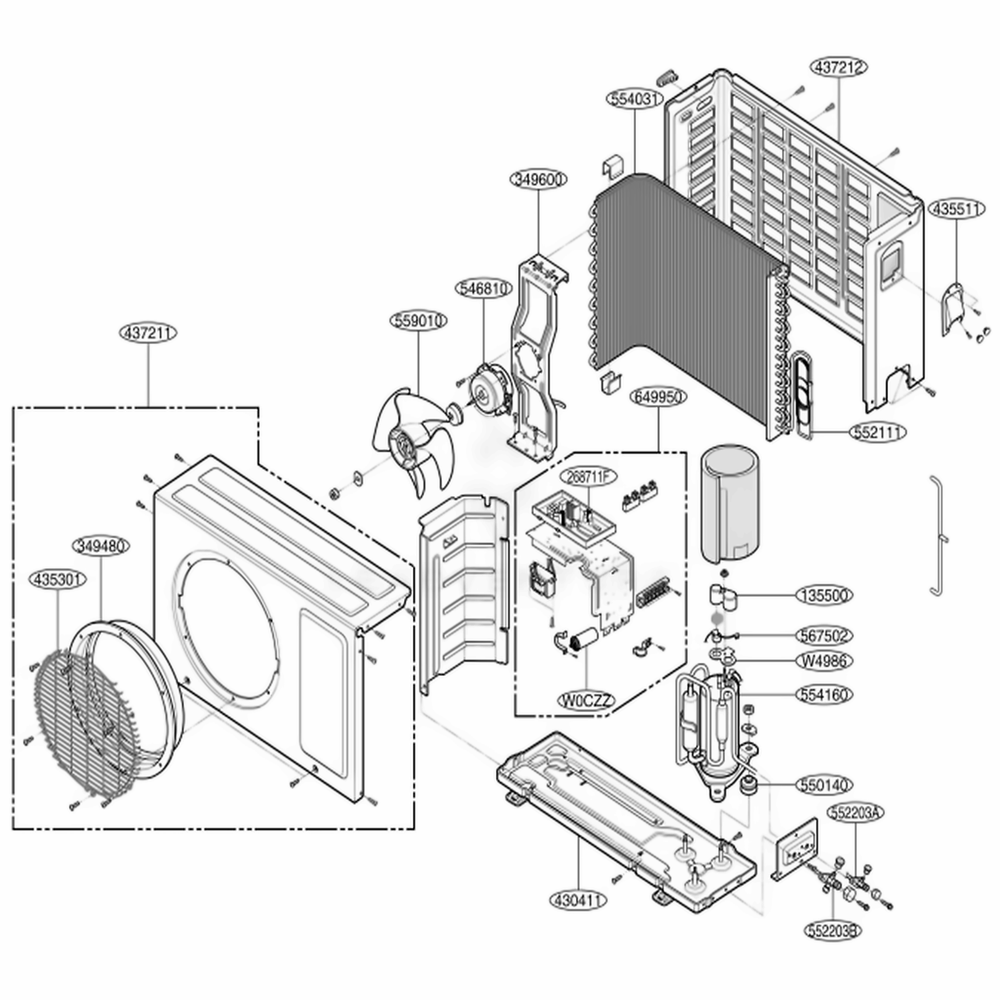 Outdoor Unit Diagram and Parts List for LSUC091PMA AMTAEUS LG Air Conditioner