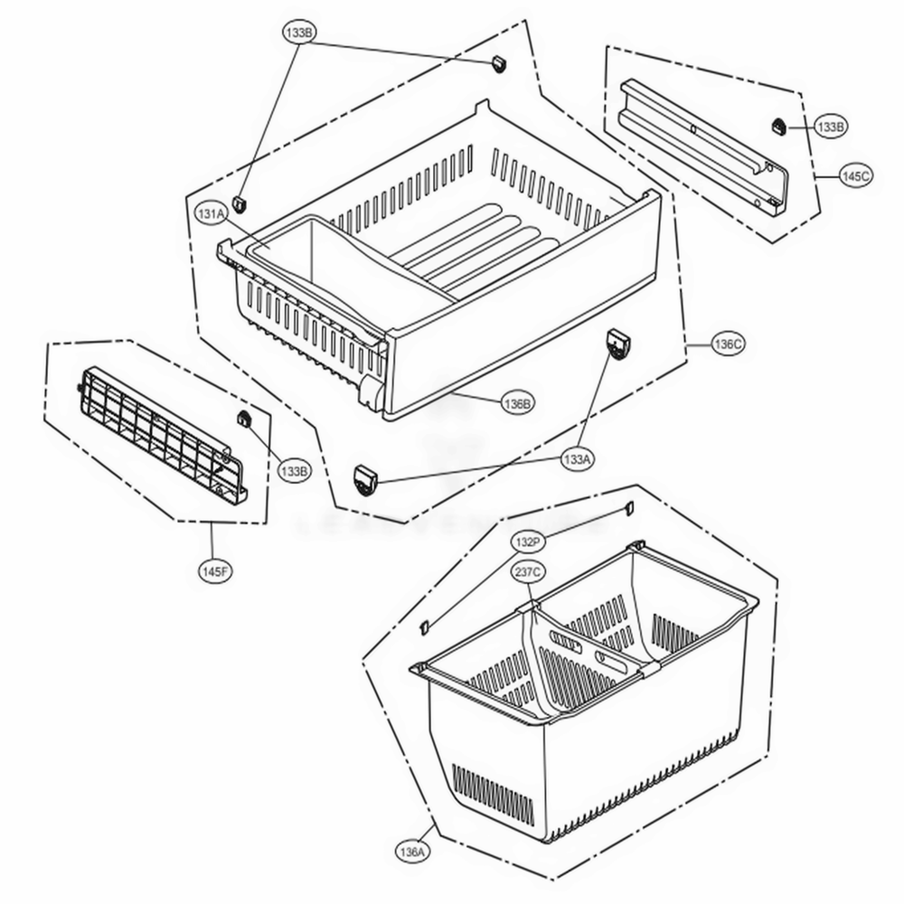 Freezer Parts Diagram and Parts List for 73063 ASTCSE1 LG Refrigerator