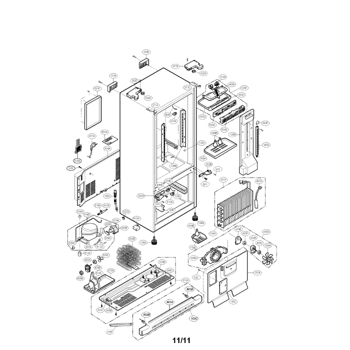 Case Diagram and Parts List for LFC23760SB 00 LG Refrigerator