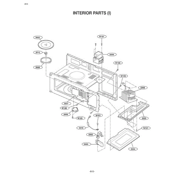 Section 2 Diagram and Parts List for LMV1625B ABKELGA LG Microwave Oven Combo