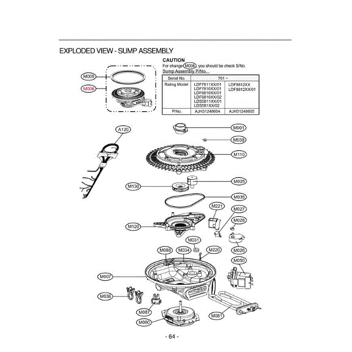 Section 3 Diagram and Parts List for LDF8812ST ASTEEUS LG Dishwasher