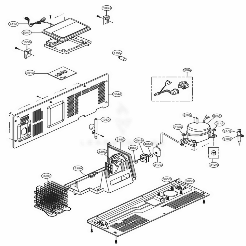 Machine Compartment Diagram and Parts List for LSXS26366S ASTCNA4 LG Refrigerator