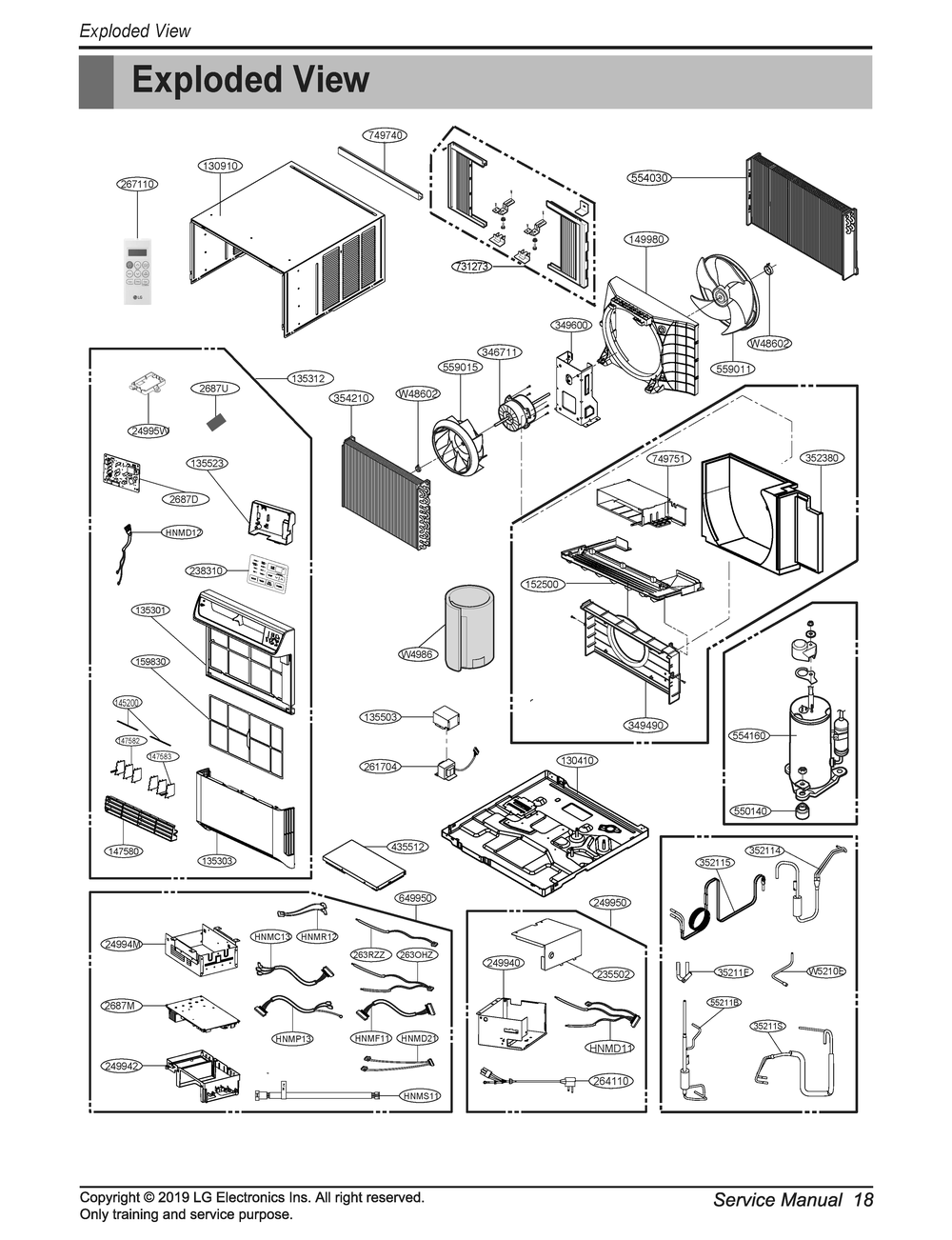 Diagram 1 Diagram and Parts List for W3NQ10UNNP0 AC1AUSH LG Air Conditioner