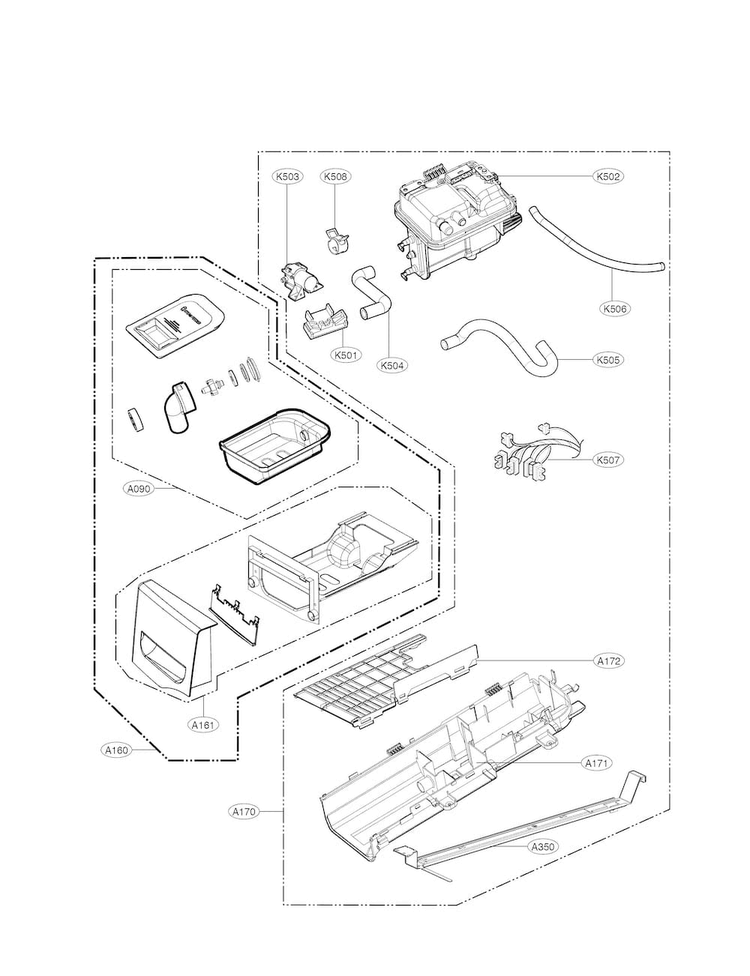 Panel Drawer Parts Diagram and Parts List for DLEX3250V  LG Dryer