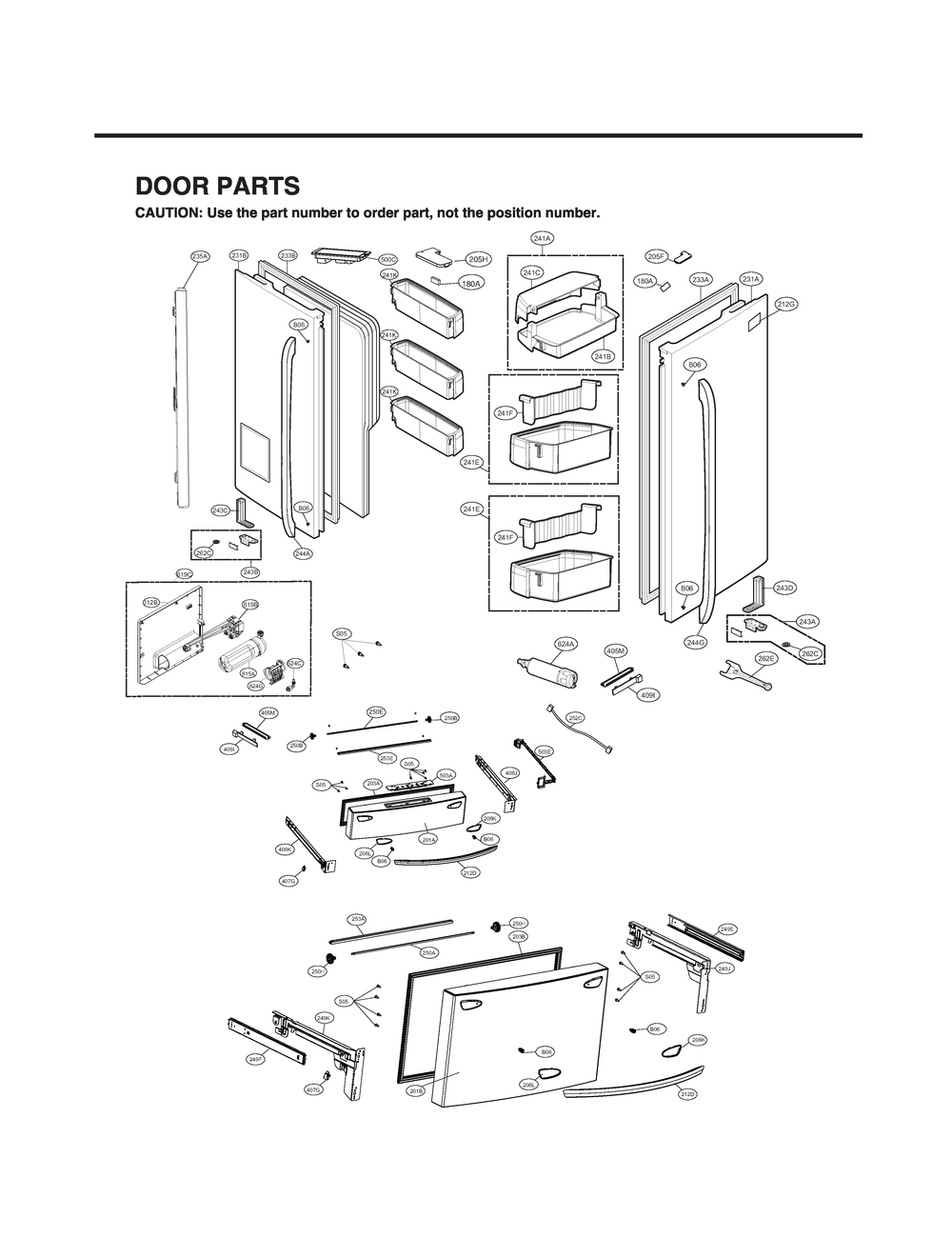 Door Parts Diagram and Parts List for GR-L31GHSJM ASTCNA0 LG Refrigerator
