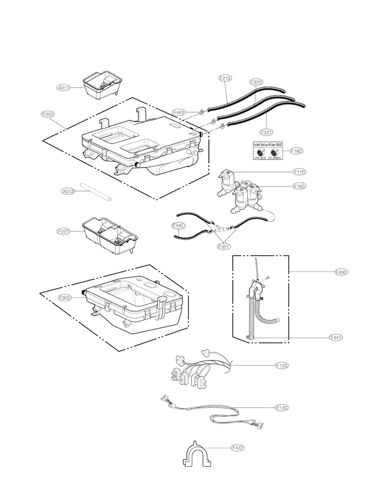 Dispenser Parts Diagram and Parts List for WM9000HWA  LG Washer