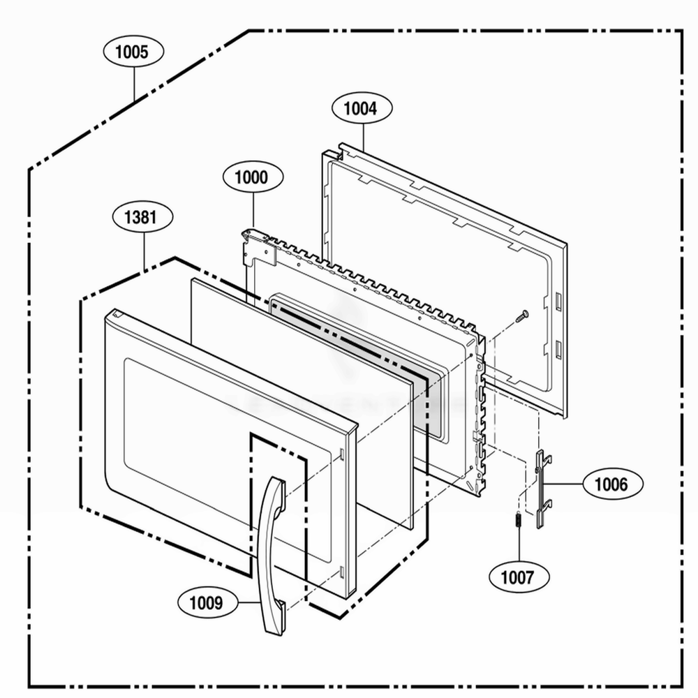 Door Parts Diagram and Parts List for DOTRC17SS ASBEDOM LG Range