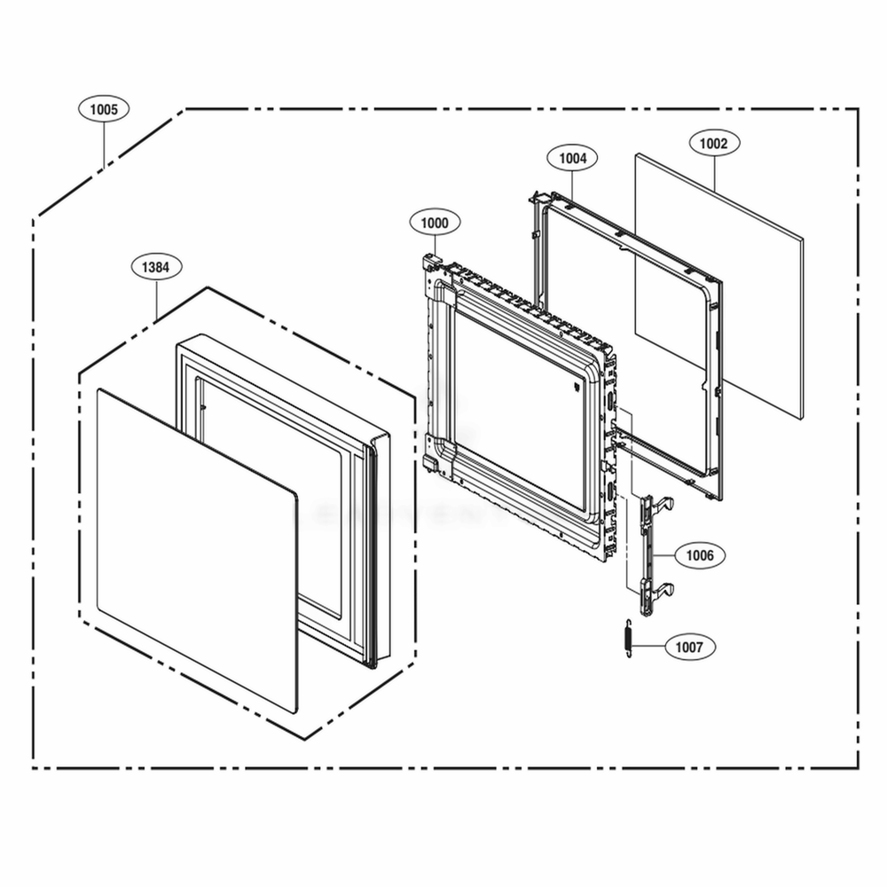 Door Parts Diagram and Parts List for LMC1375SW CW1ELNA LG Wall Oven