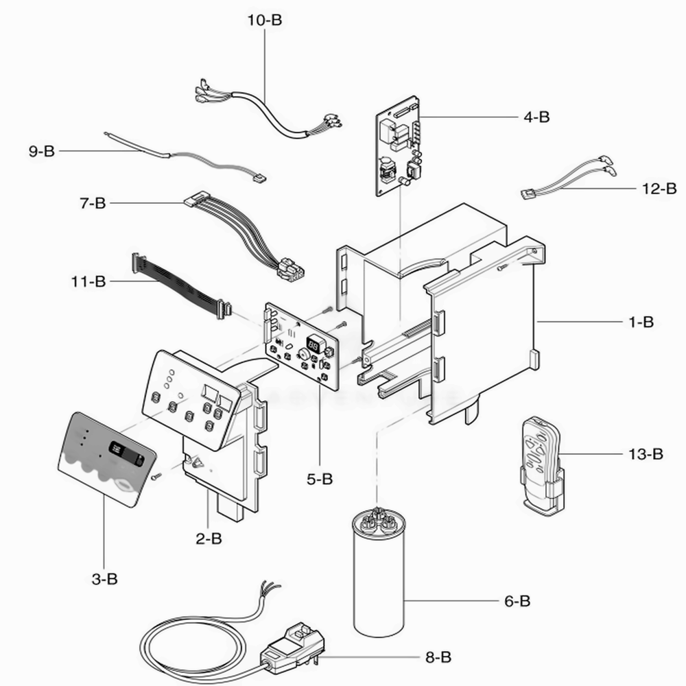 Control Box Assembly Diagram and Parts List for CHECK AWYBSRU LG Air Conditioner