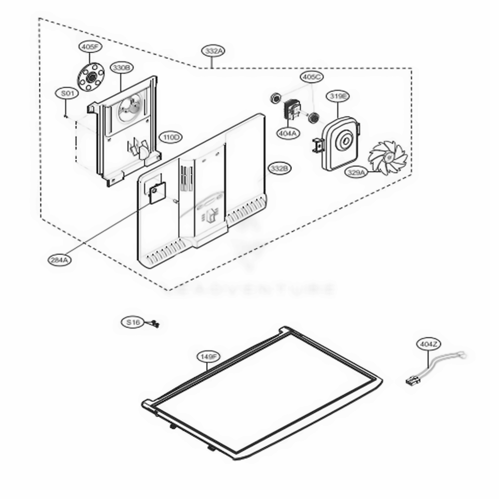 Freezer Part Diagram and Parts List for LTCS24223B AWBCNA6 LG Refrigerator