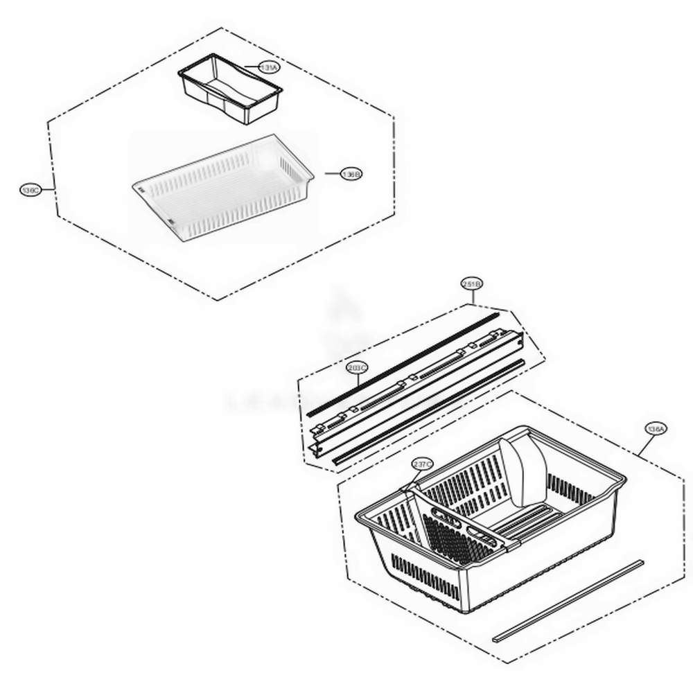 Freezer Parts Diagram and Parts List for LMWC23626S ASTCNA0 LG Refrigerator