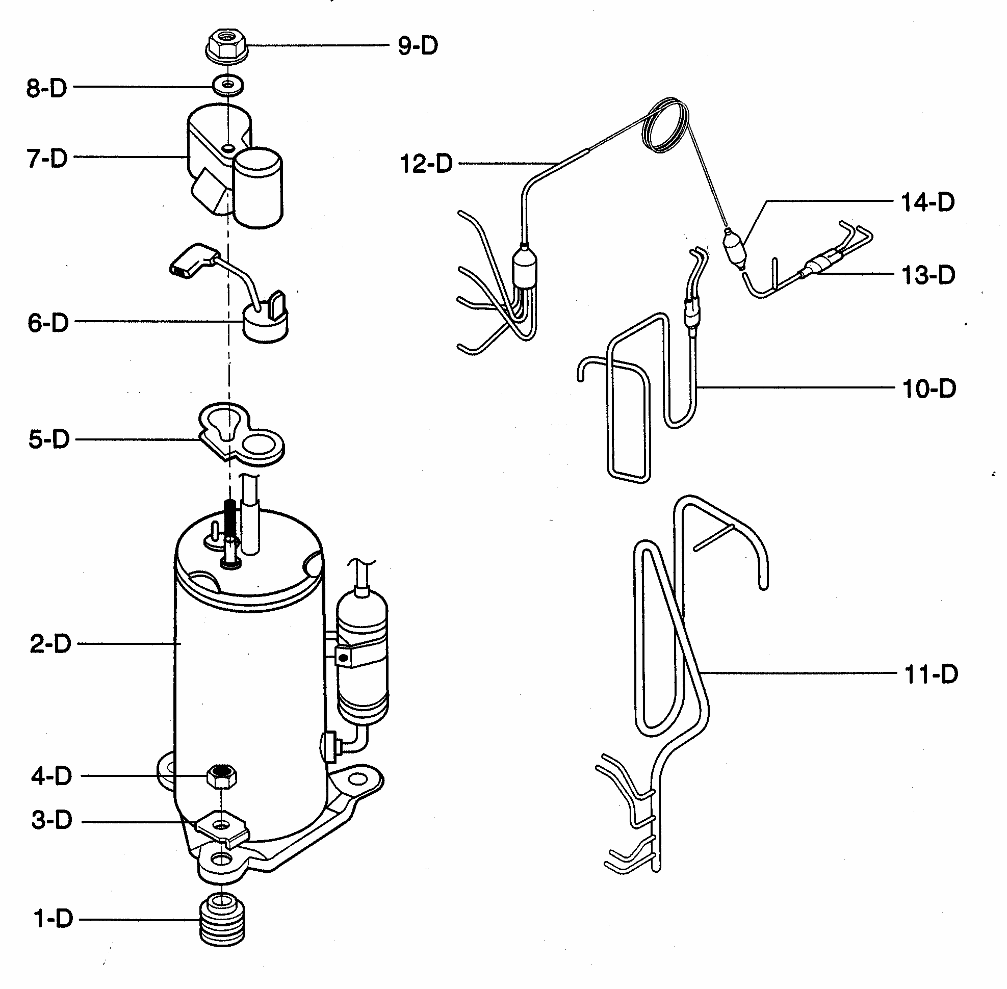 Compressor Parts Diagram and Parts List for 58076129300  Kenmore Air Conditioner