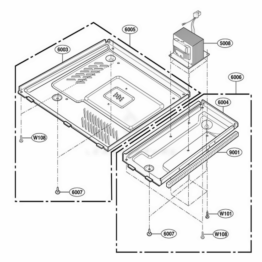 Base Plate Parts Diagram and Parts List for 62463 CS1ESEA LG Wall Oven